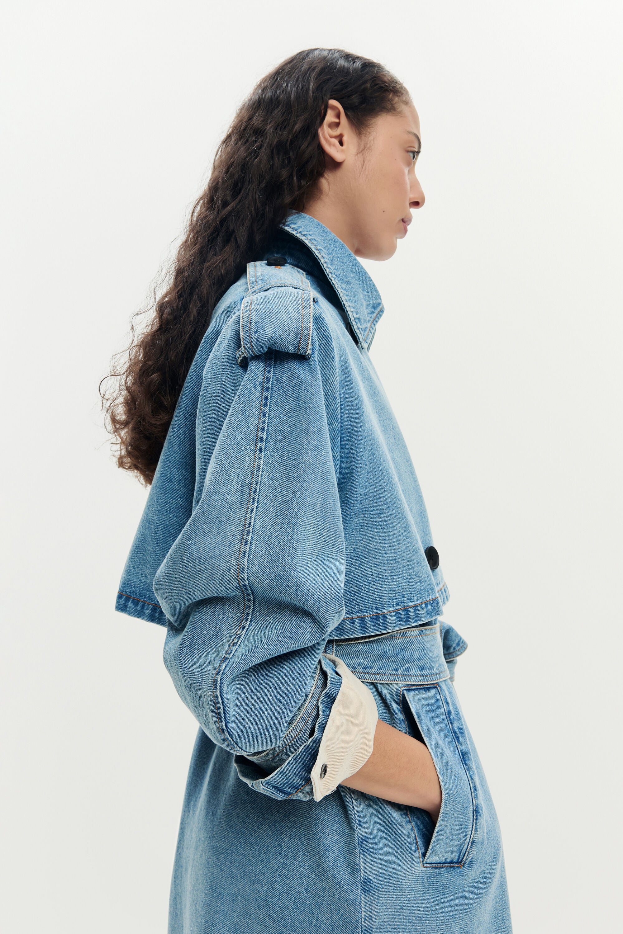 デニムトレンチコートベルト 青 女性用 I Desigual.com