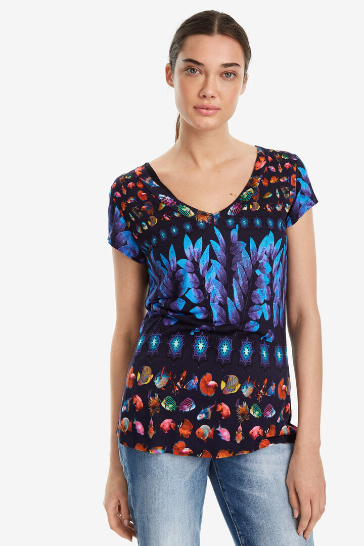 T-shirt with Tropical Fish Erika | Desigual