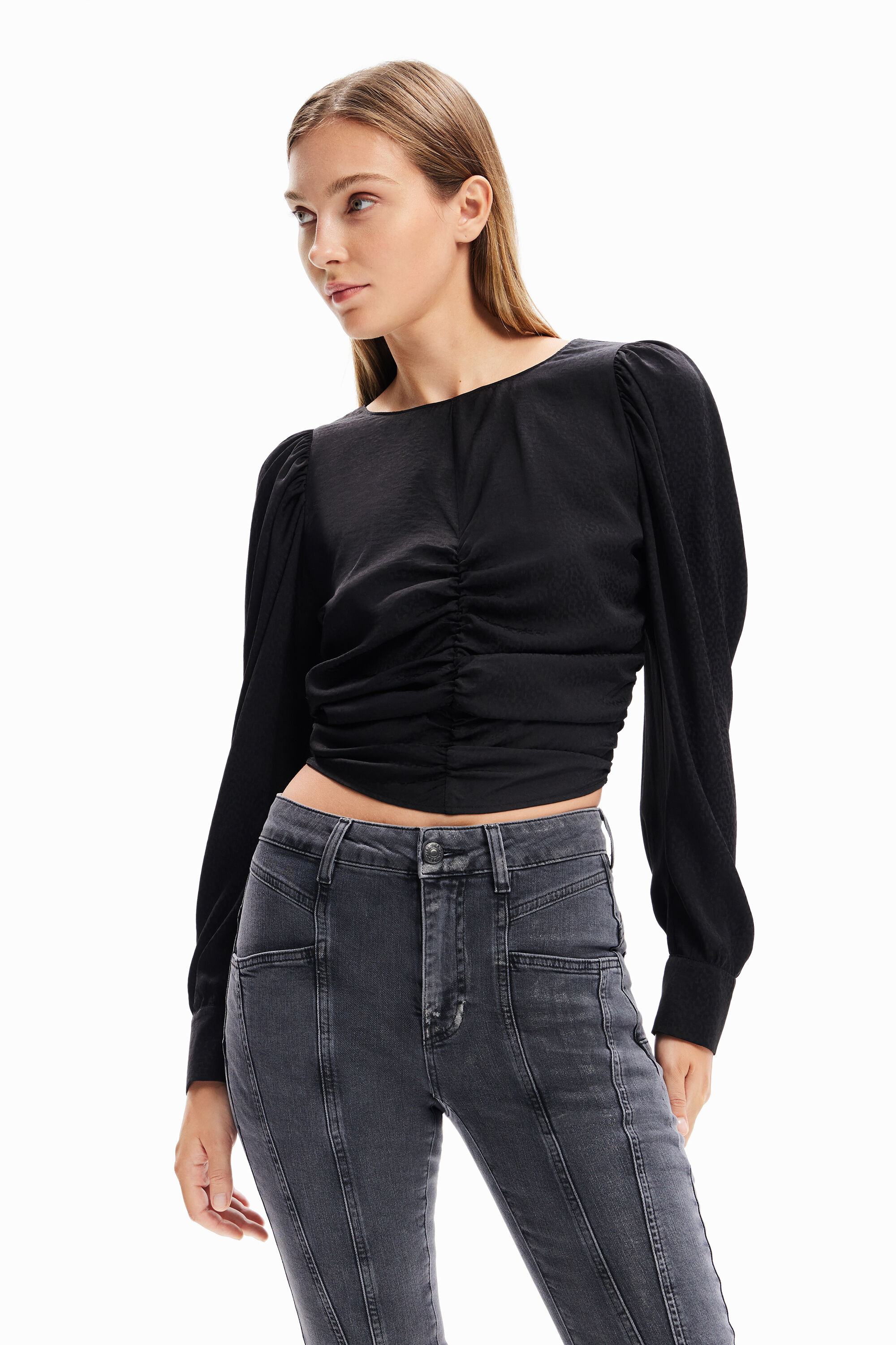 Desigual Jacquard ruched blouse