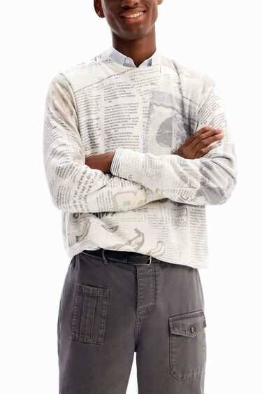 Fine newspaper pullover | Desigual