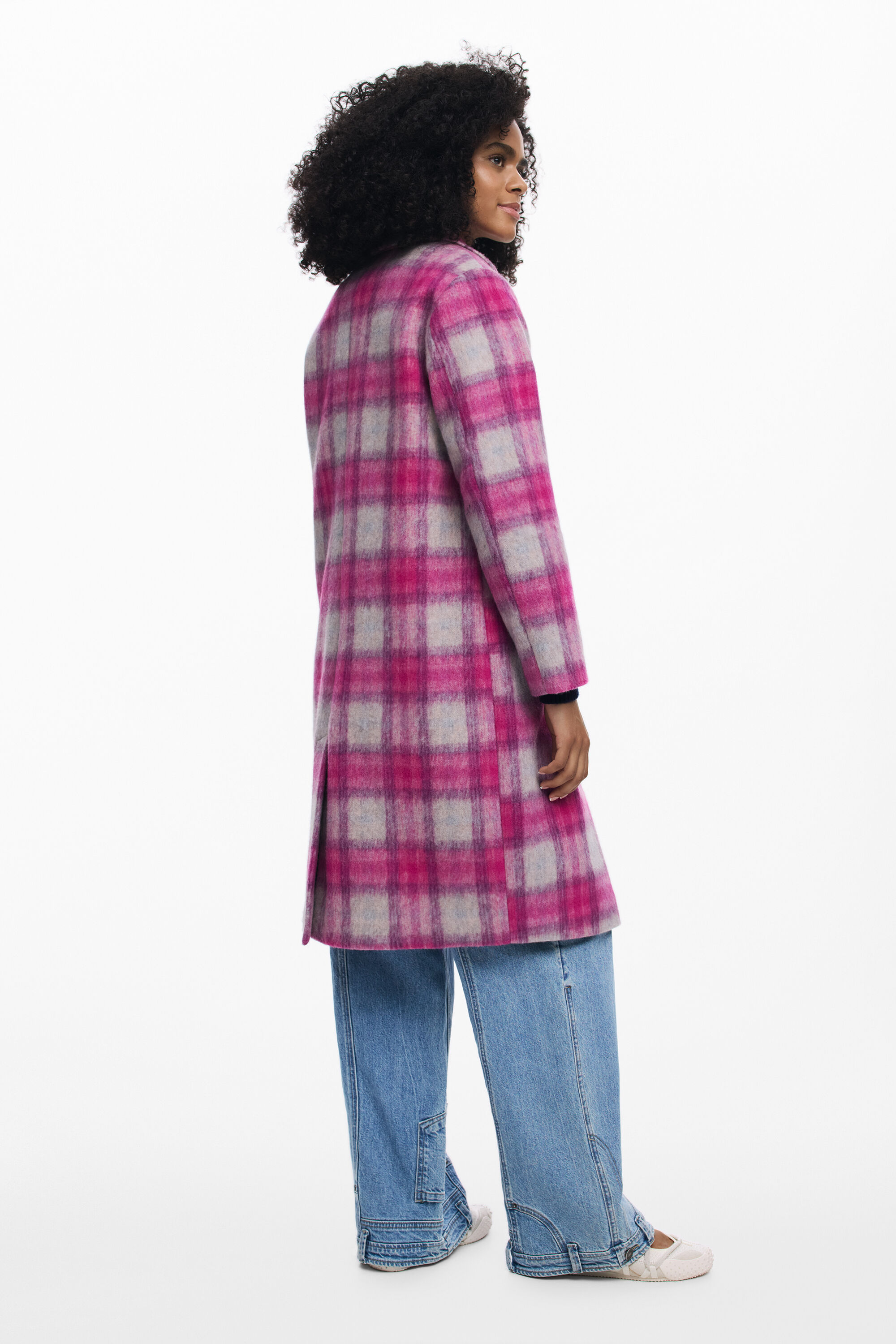 Desigual 多色パターンミックスコート Size 40 ピンクのタータンコート 女性用 I Desigual.com