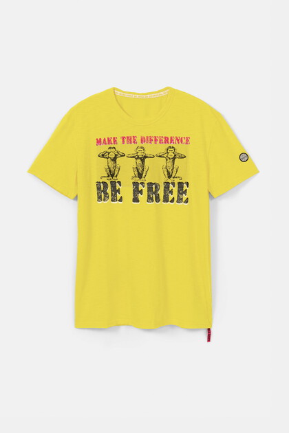 Gelbmeliertes T-Shirt mit Message