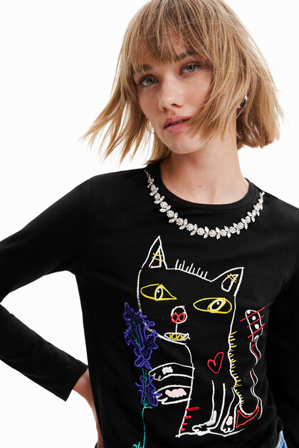 Arty T-shirt met kat