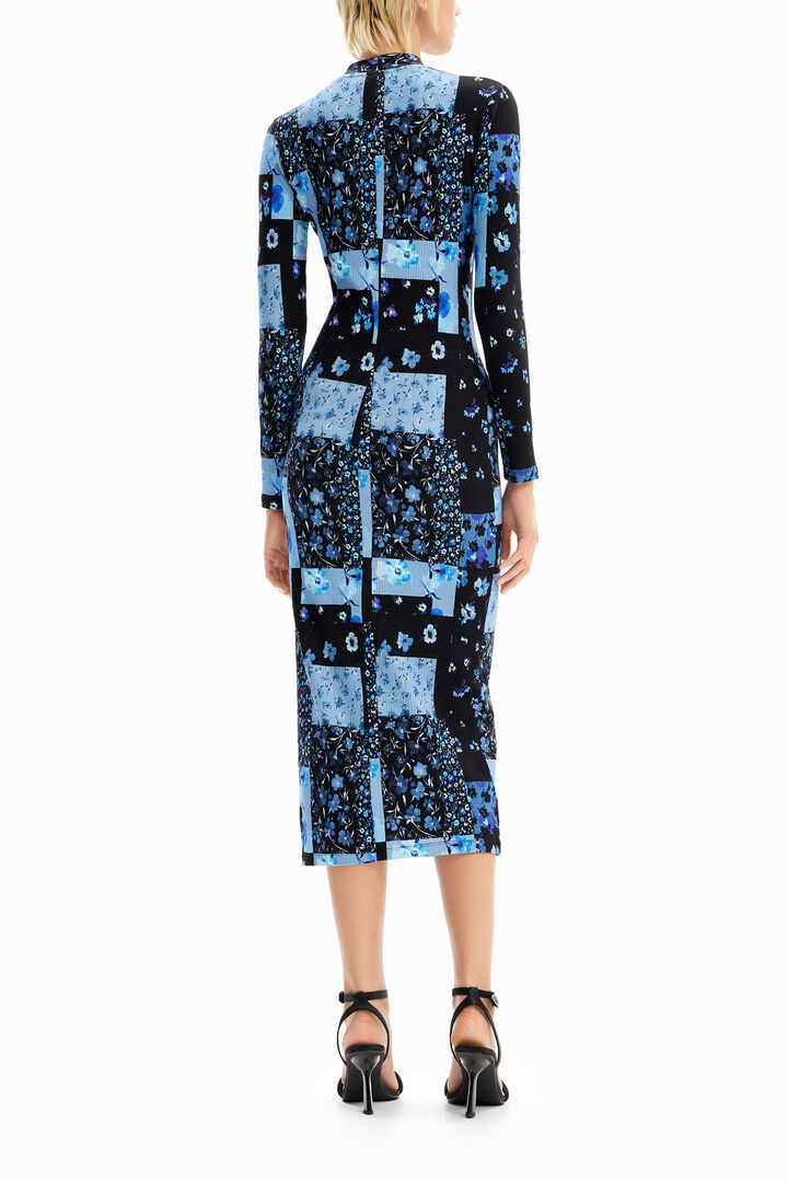 Vestido midi canalé floral | Desigual