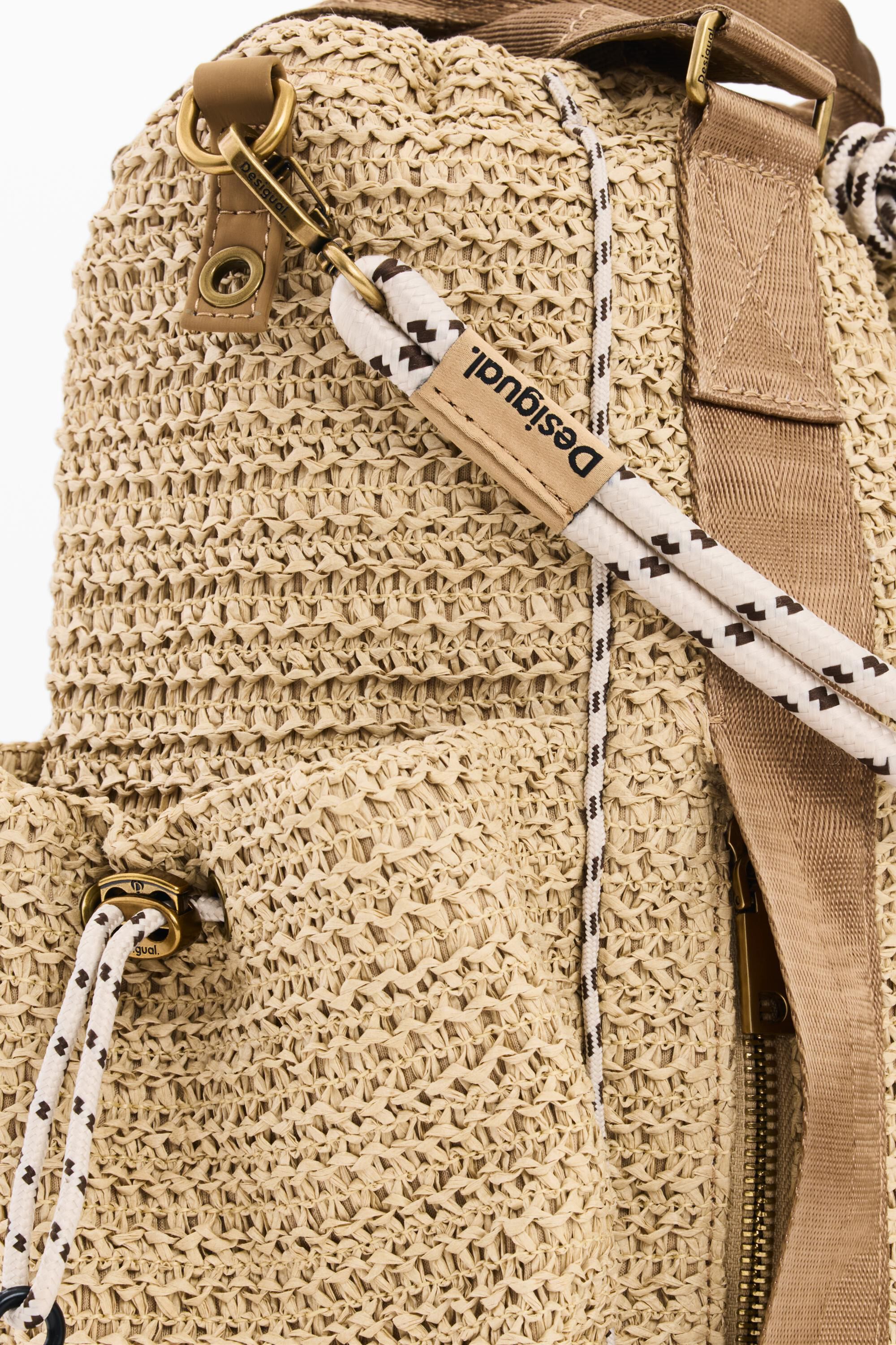 Raffia backpack white women's accessories I Desigual.com