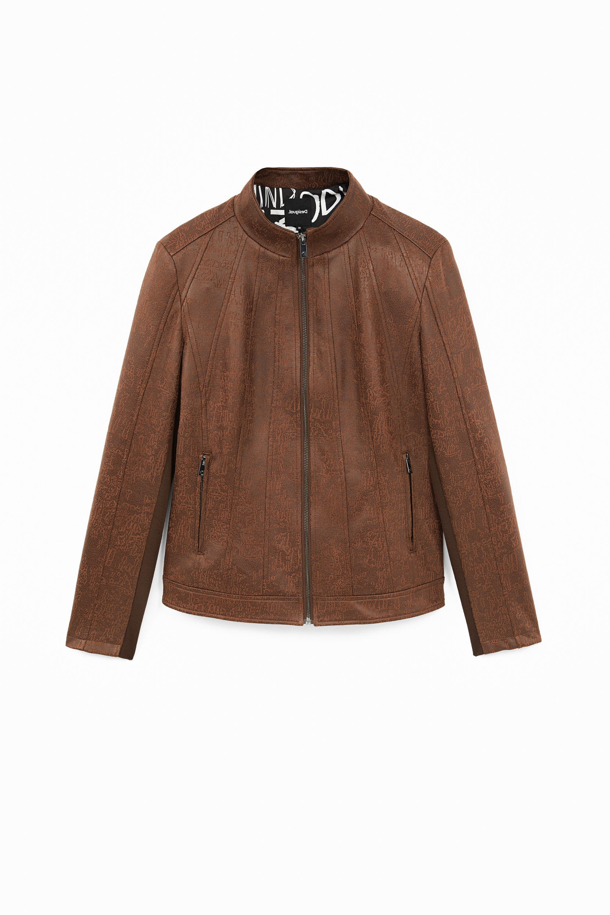 Veste slim col montant - BROWN - 36