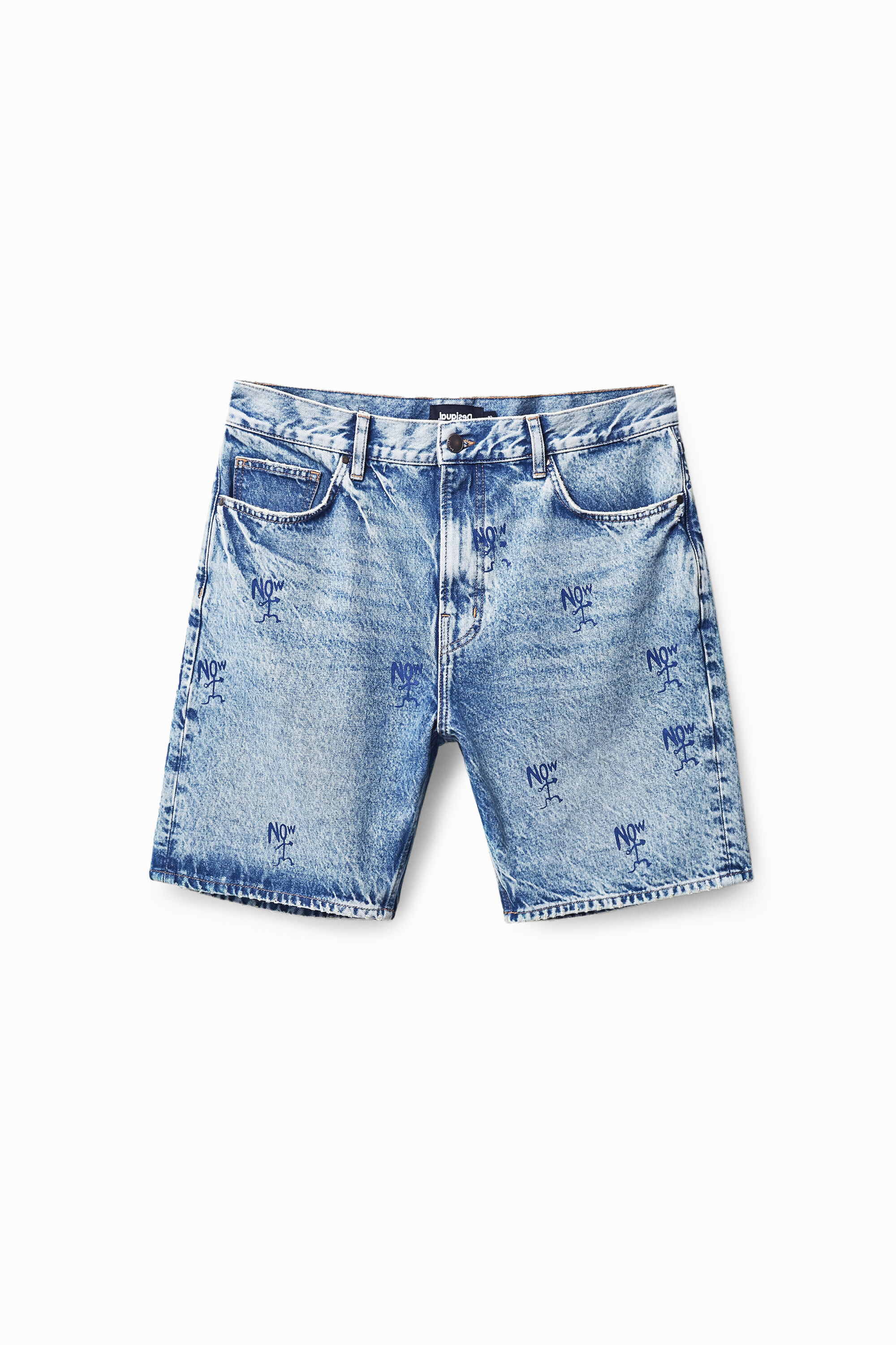 Washed-effect denim Bermuda shorts