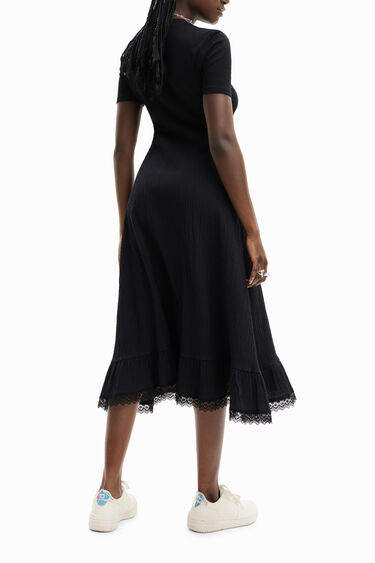 Vestido midi combinado textura | Desigual