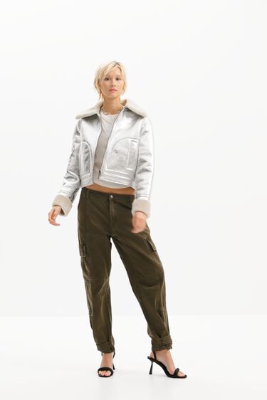 Chaqueta aviador metalizada doble faz | Desigual