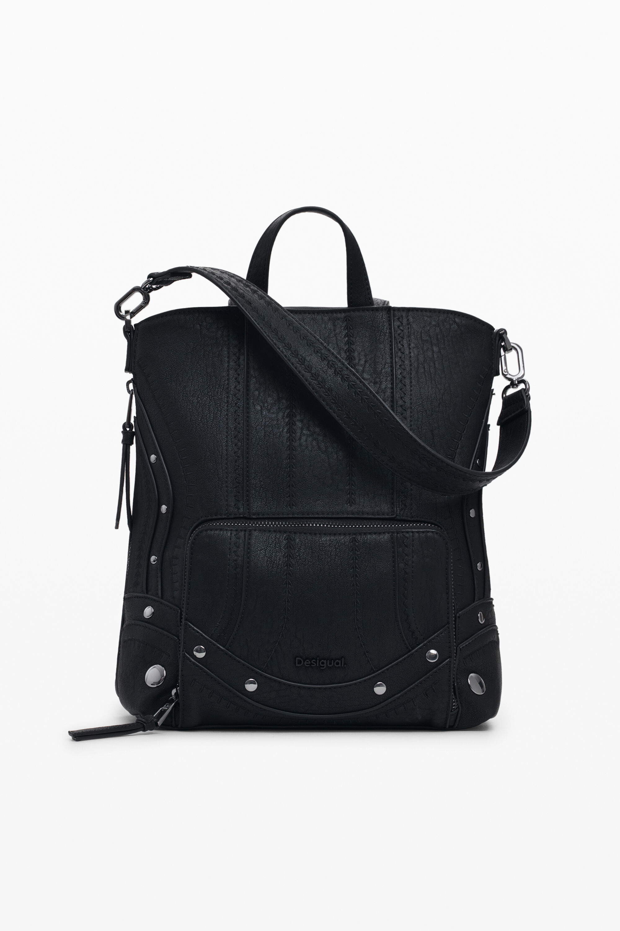 Medium embroidered backpack - BLACK - U