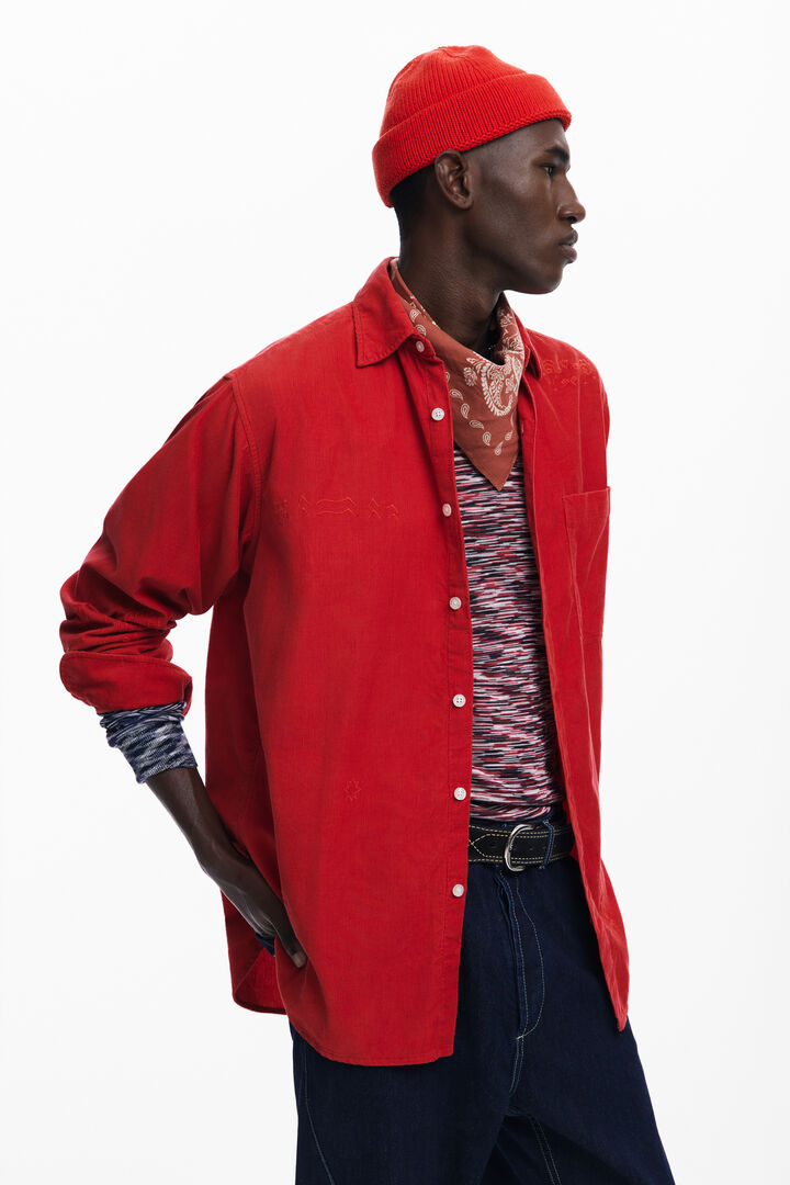 Red embroidered shirt | Desigual