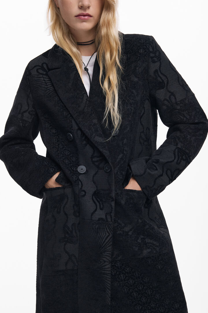 Manteau noir texturé | Desigual