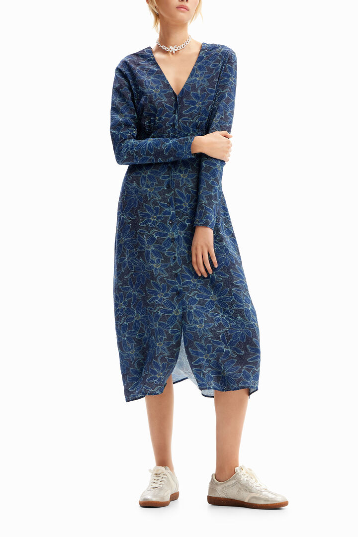Robe-chemise midi fleurs | Desigual