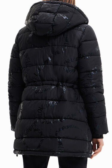 Eigen Airco overhandigen Padded long coat with text | Desigual.com