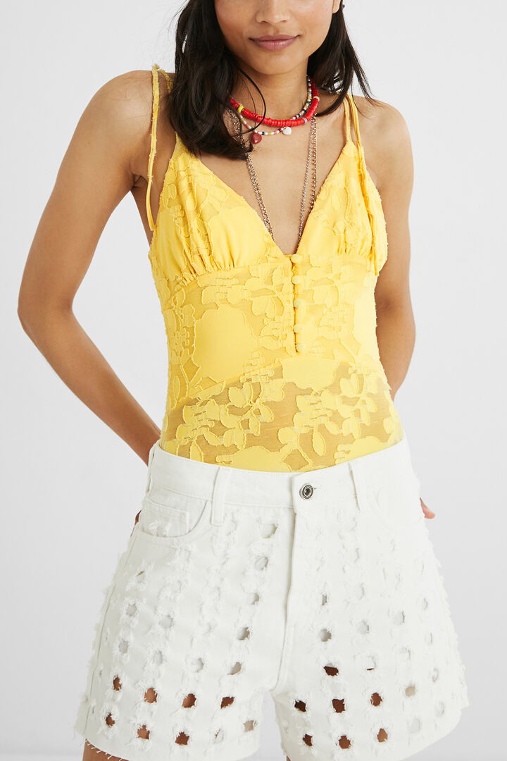 Body brodé bretelles fines | Desigual