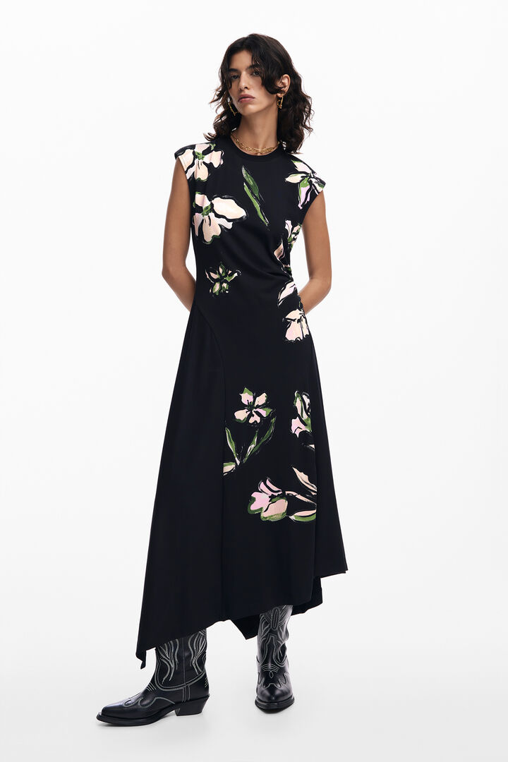 Asymmetric floral dress
