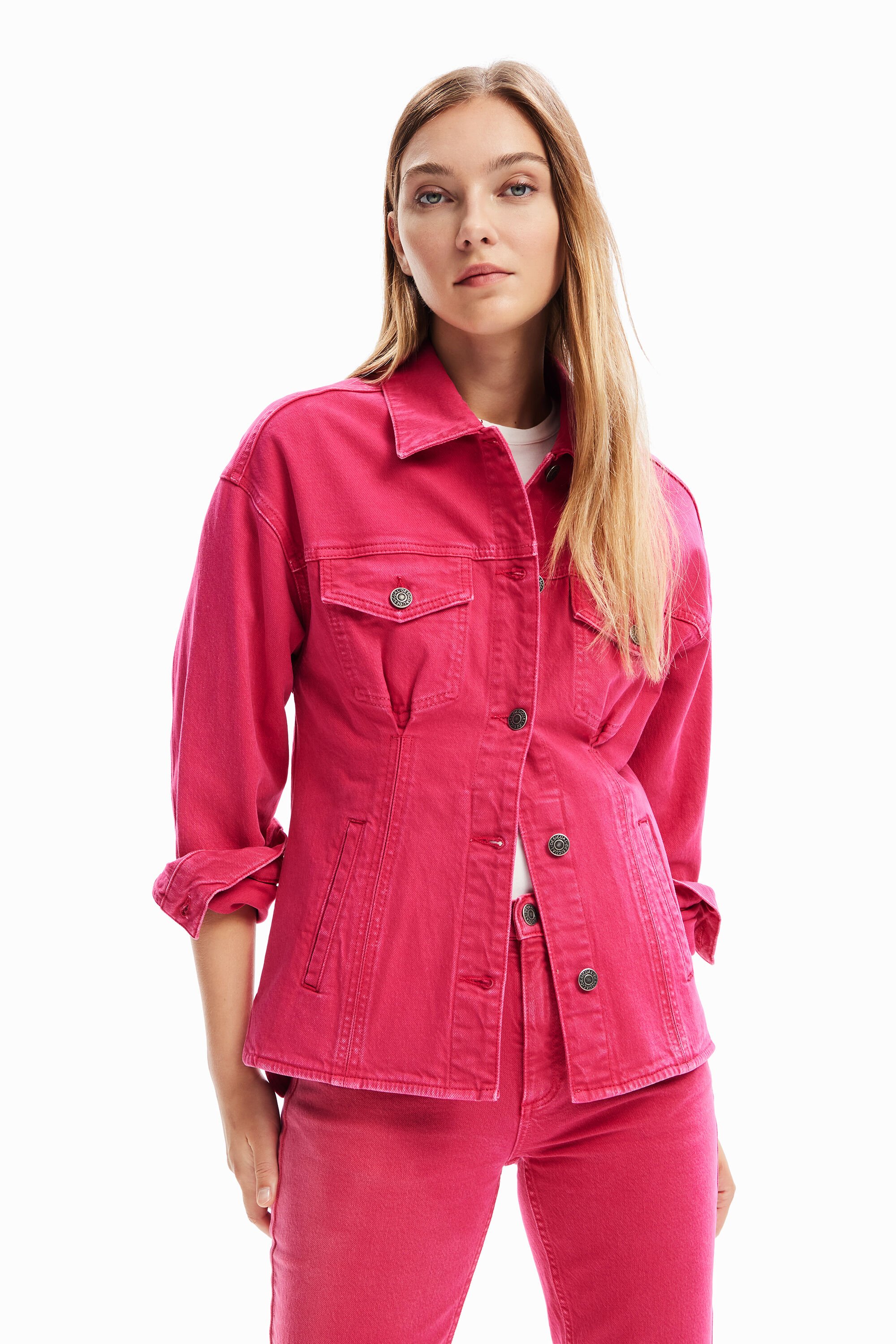 Desigual Pleated denim trucker jacket