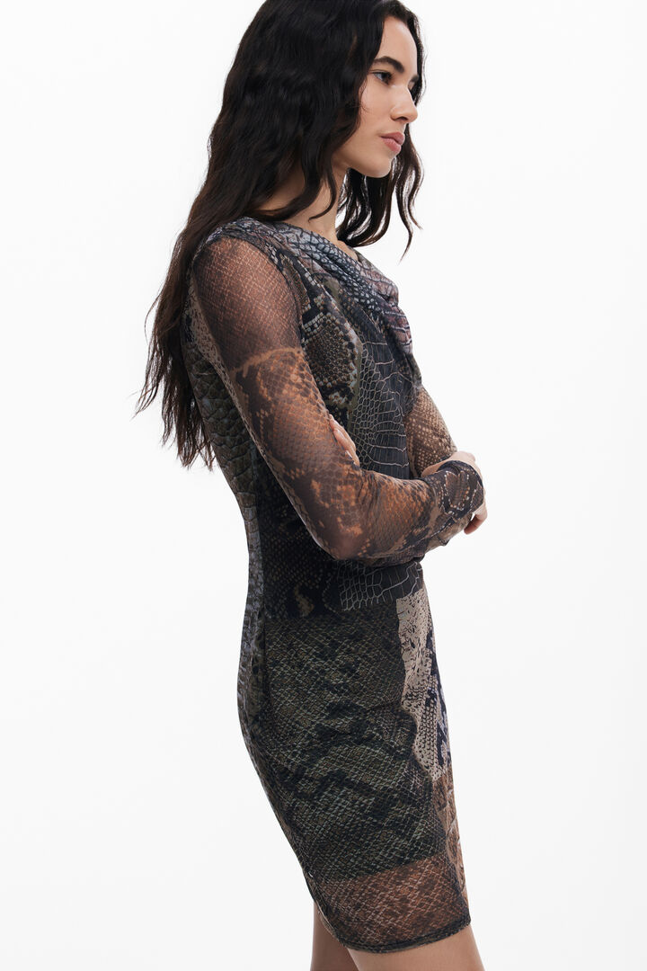 Vestido escote asimétrico animal | Desigual