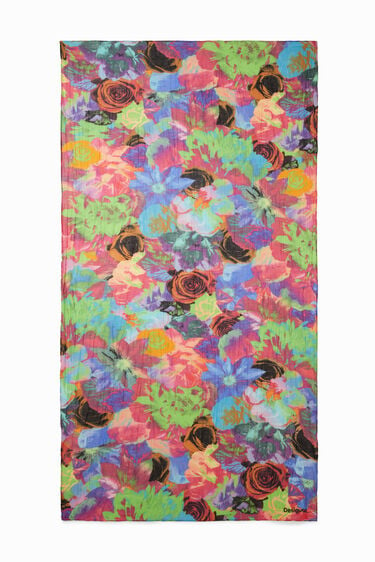 Foulard rectangular arrugado flores | Desigual