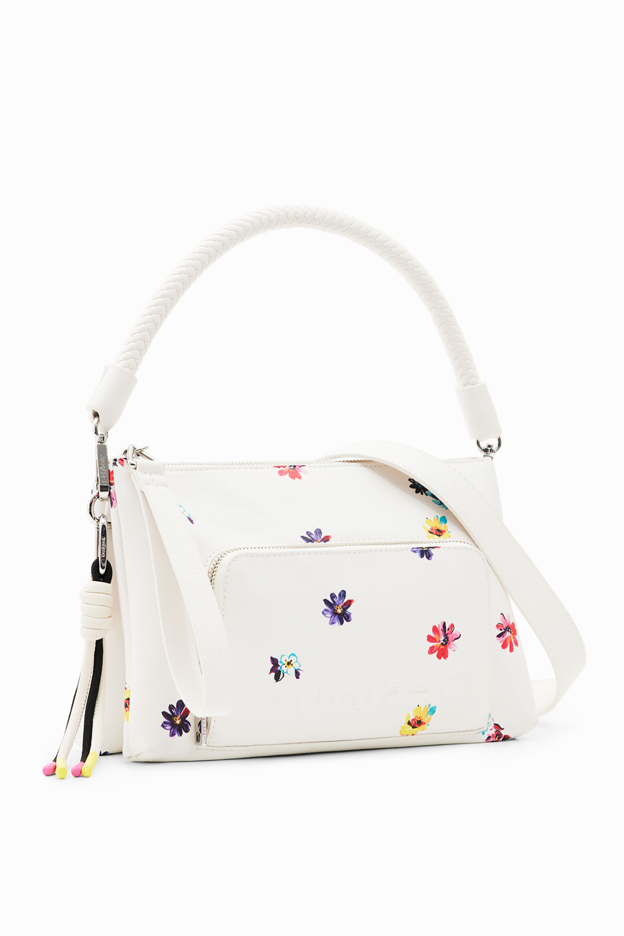 Desigual Small Floral Crossbody Bag In White