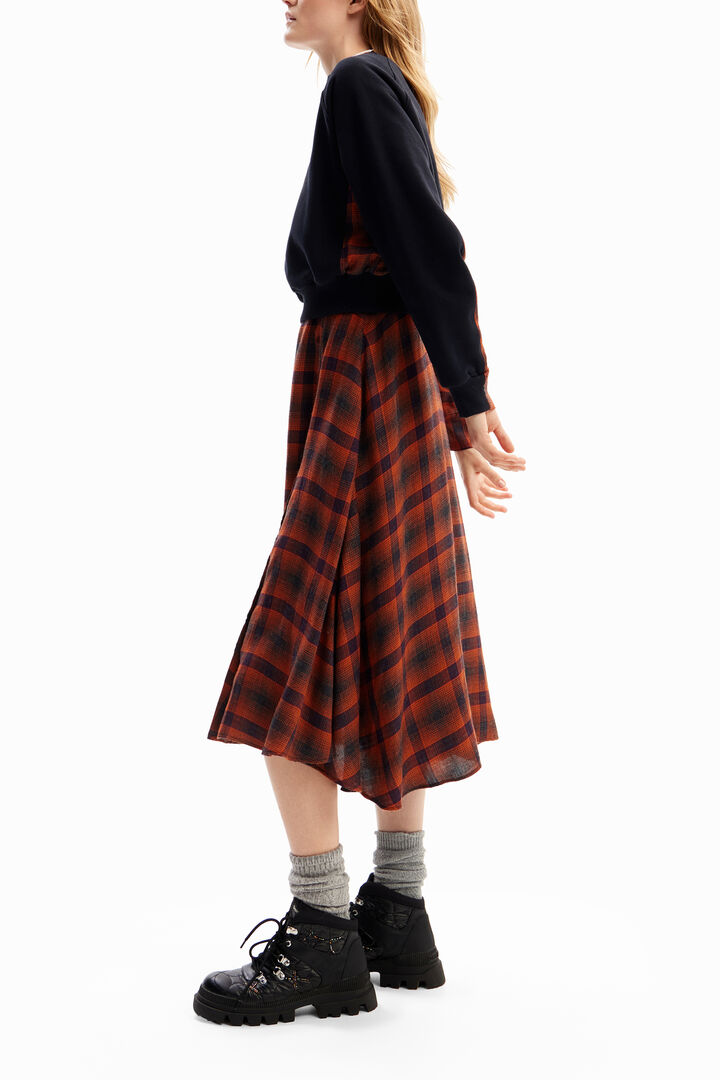 Vestido midi combinado cuadros | Desigual