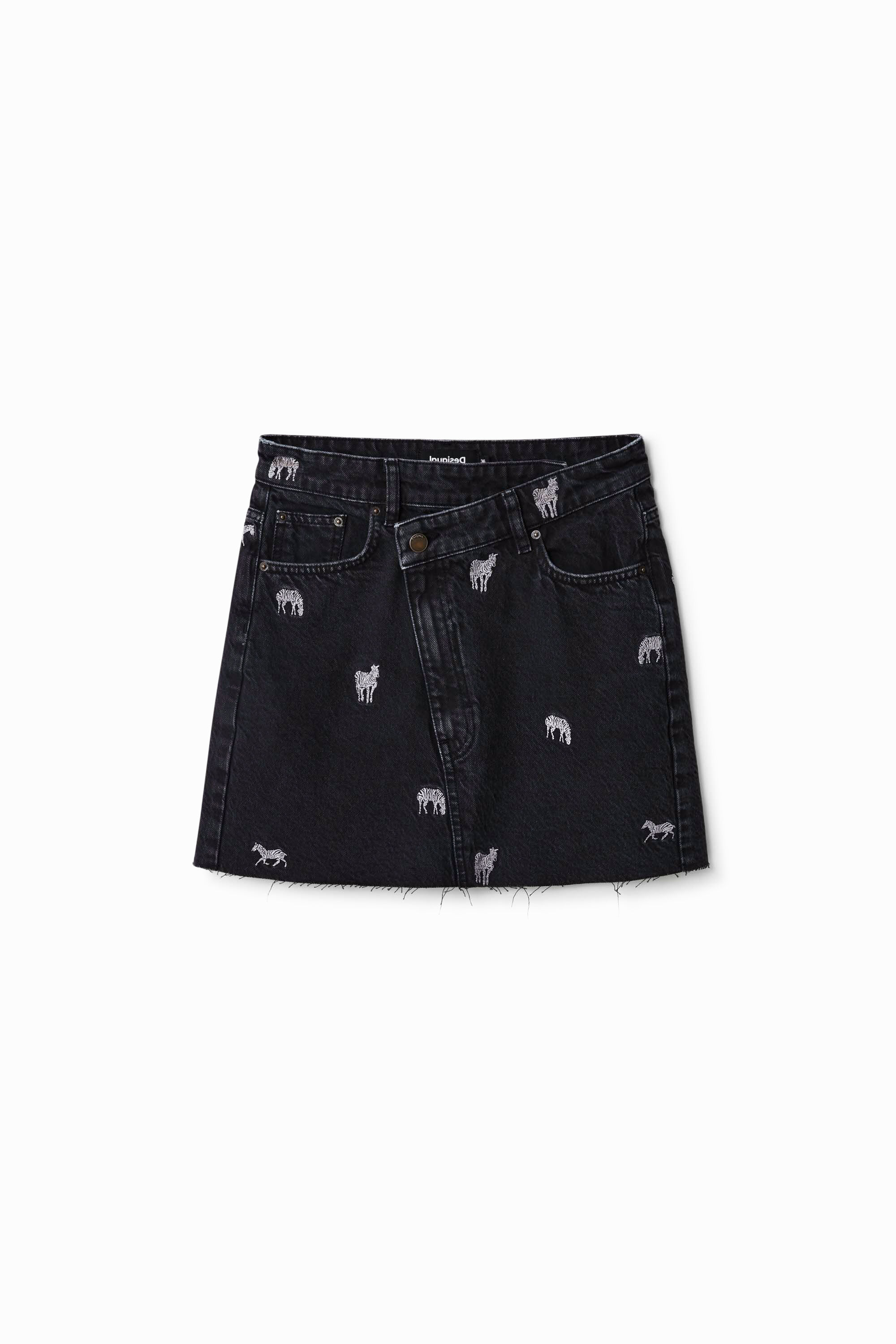 Zebra denim mini skirt - BLACK - L