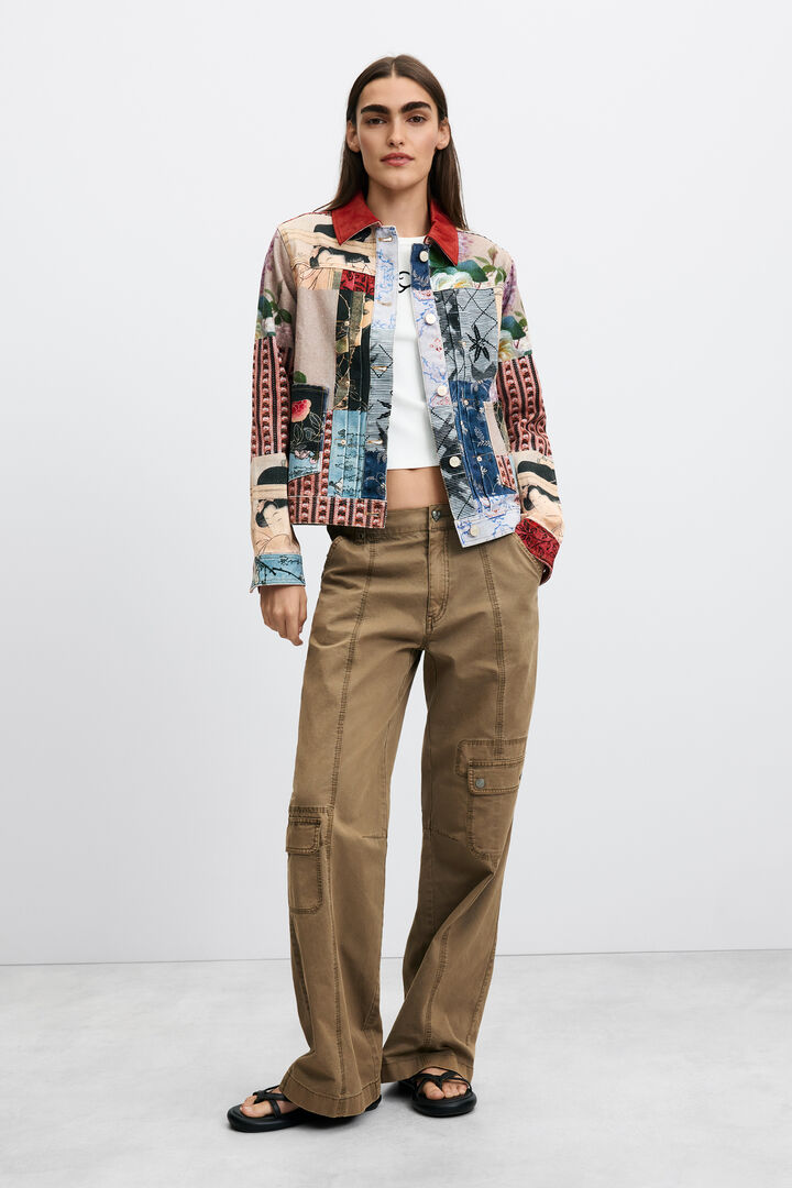 veste regular patchwork en coton