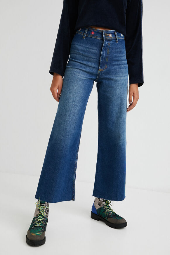 Wide leg ankle grazer jeans | Desigual