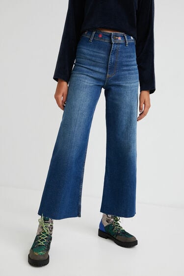 Wide leg ankle grazer jeans | Desigual.com