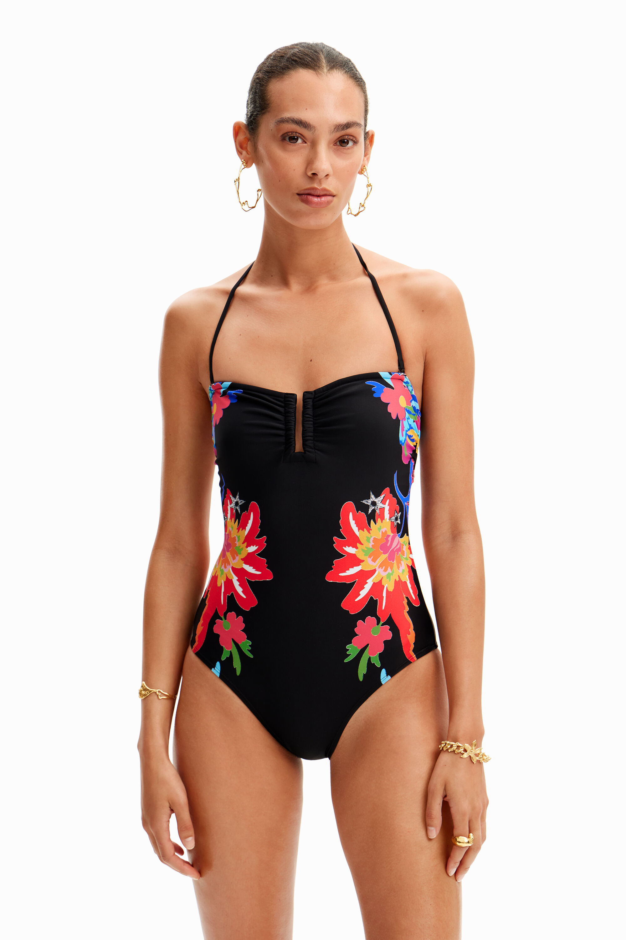 Jungle bandeau swimsuit - BLACK - XL