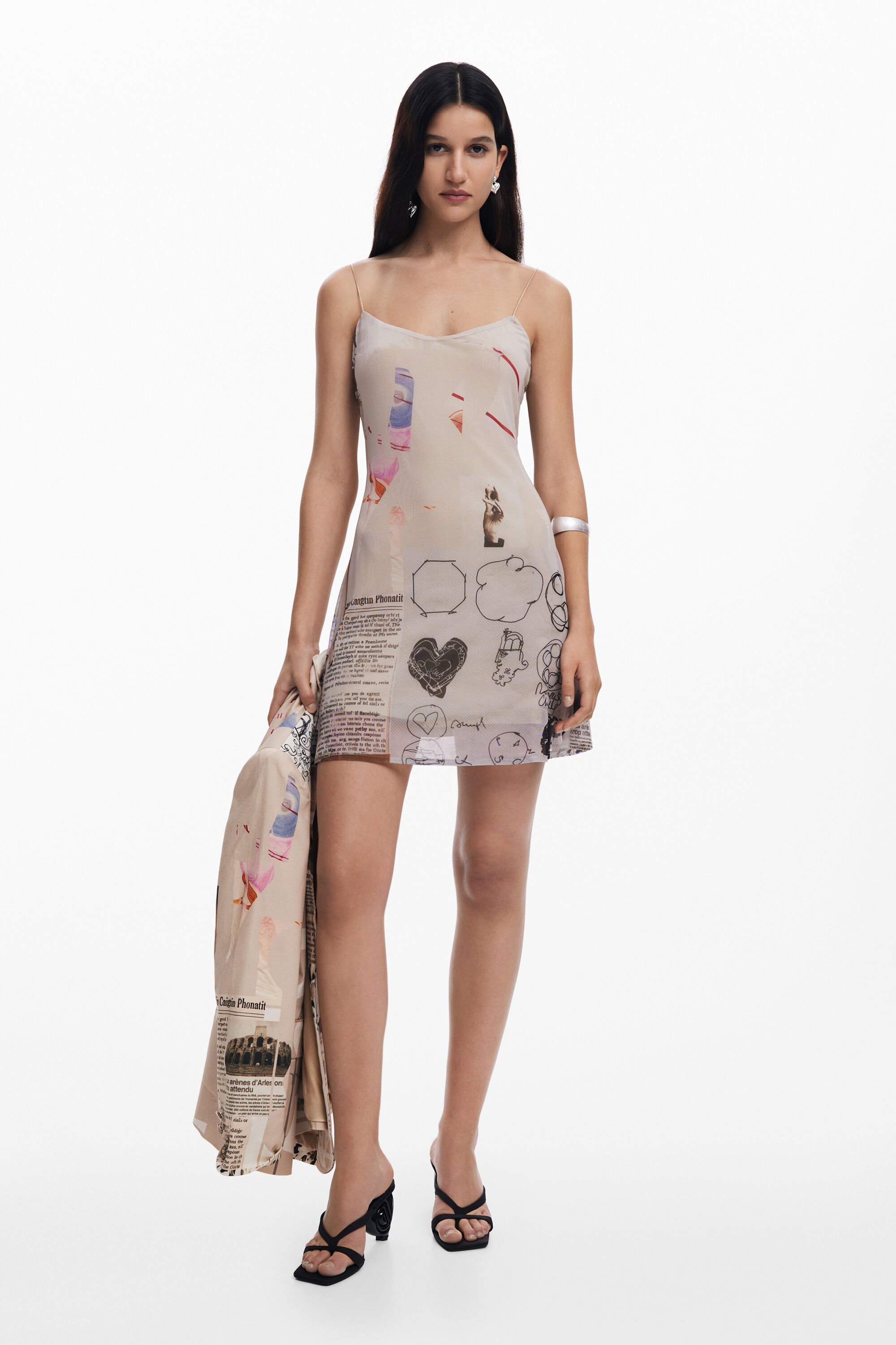 DESIGUAL - Desigualノースリーブひざ丈ワンピース ブラック