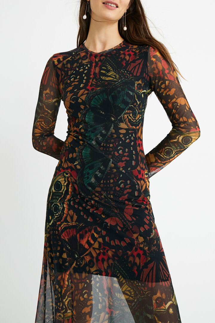 Vestido slim midi mariposas | Desigual