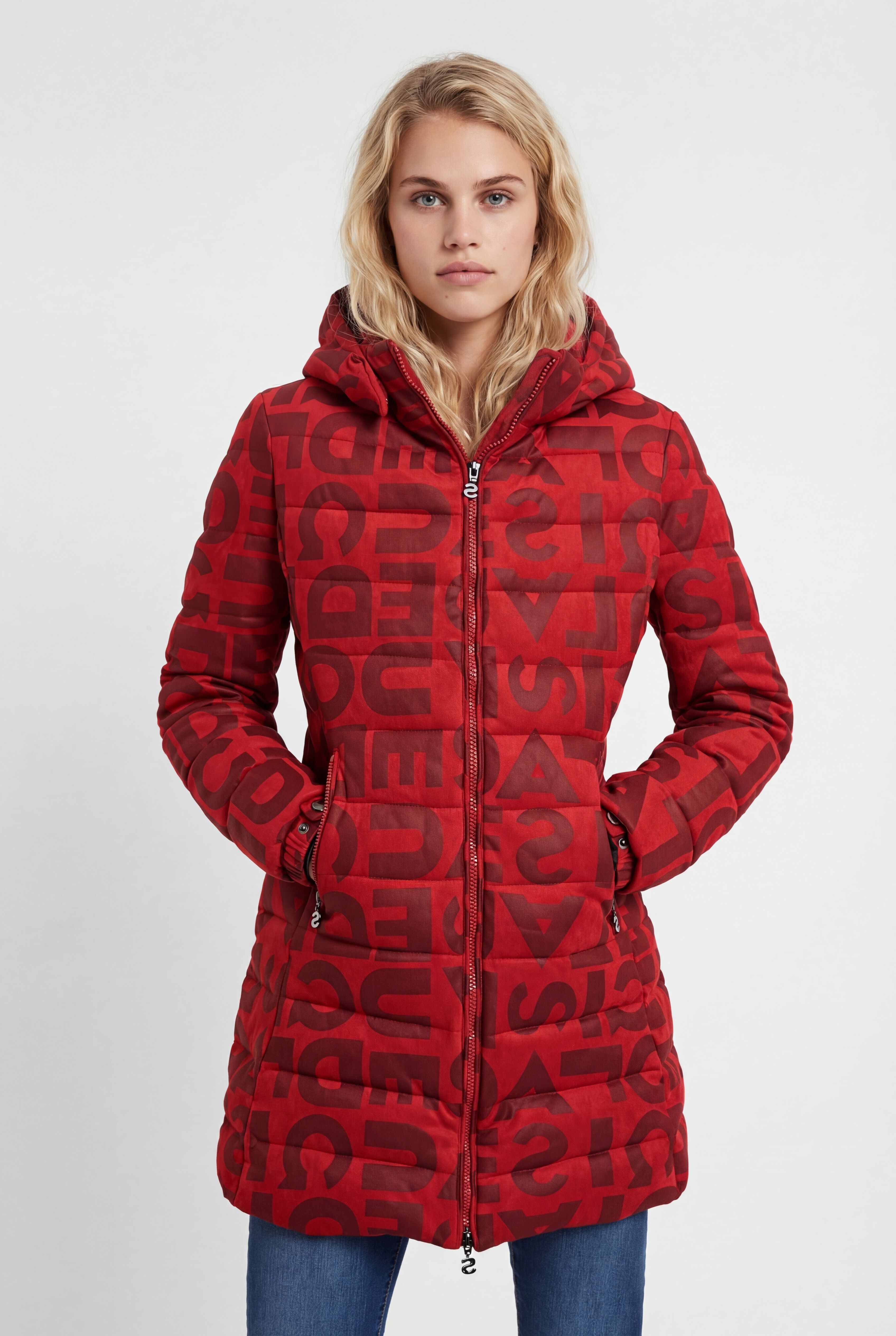 Chaqueta larga padded letras - RED - 38