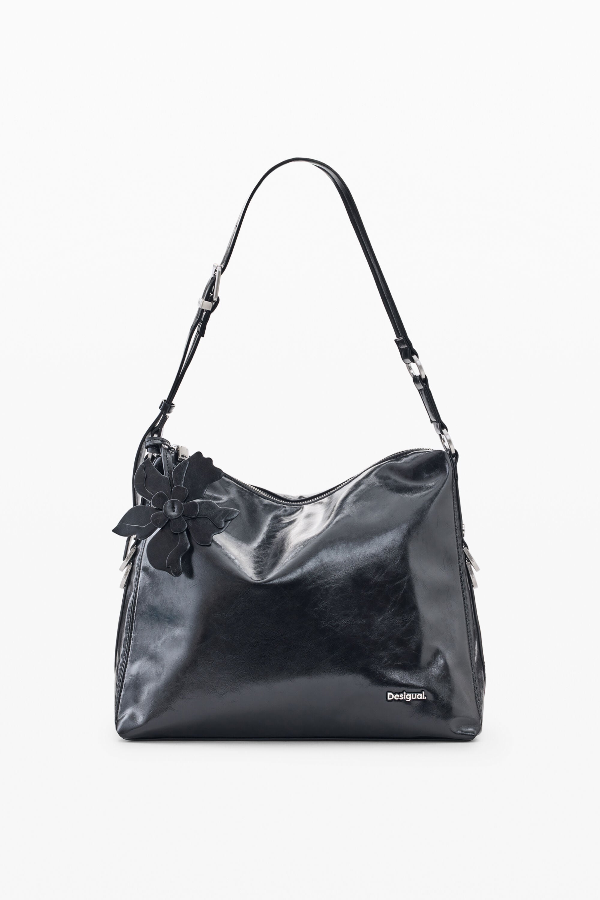 Desigual, Große tasche in lederoptik, Polyurethan, Schwarz, U