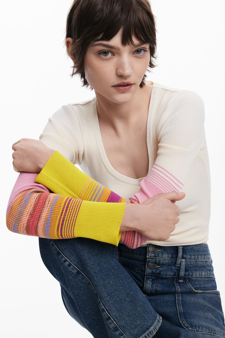 T-shirt with printed sleeves | Desigual