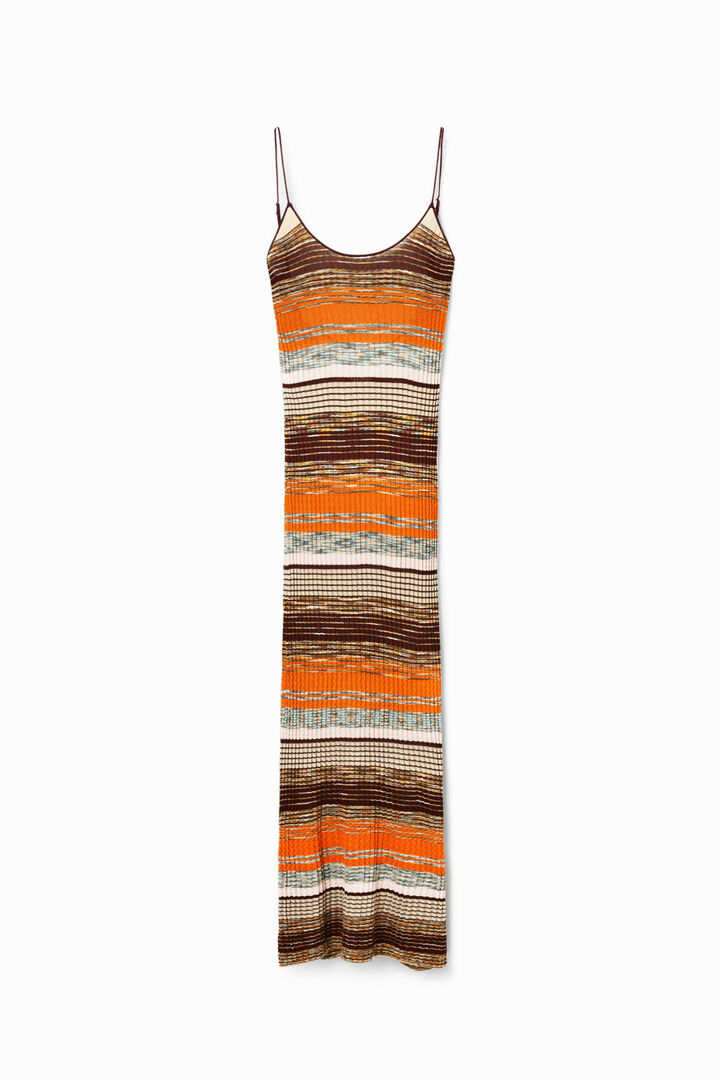 Robe midi tissu côtelé rayures | Desigual