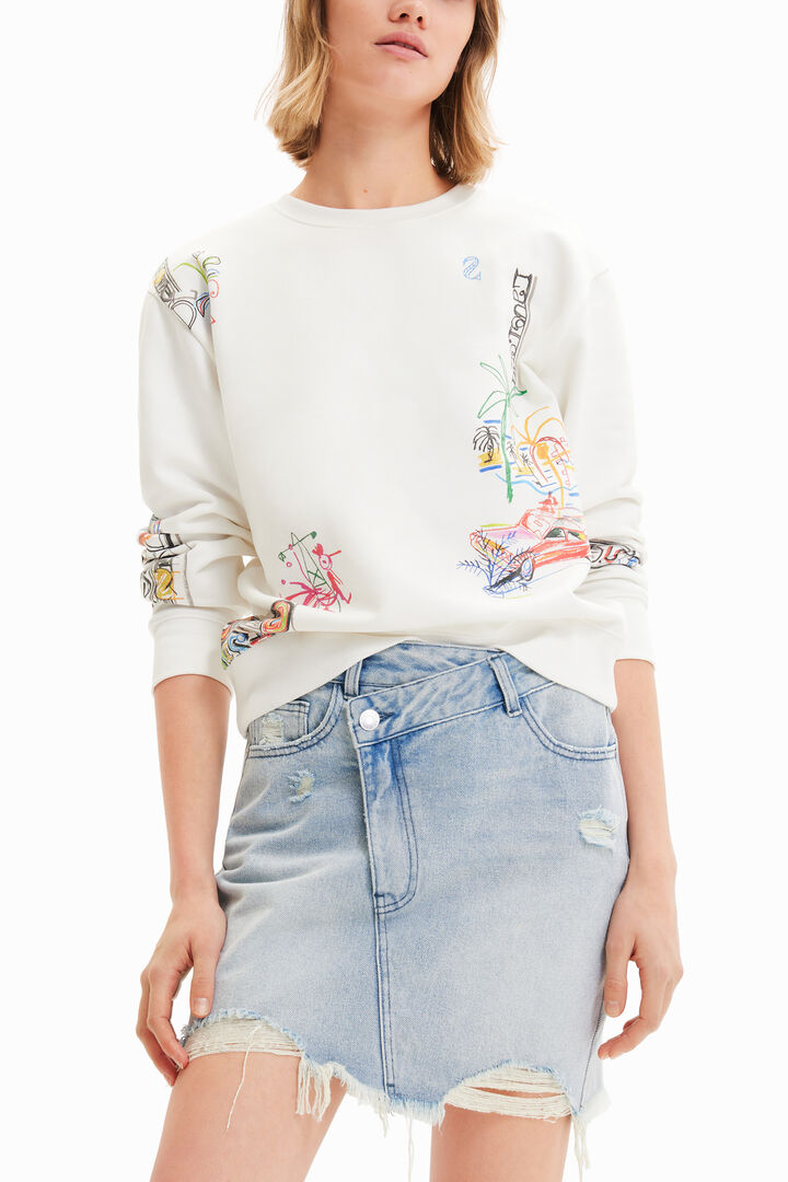 Denim criss-cross waist mini skirt | Desigual
