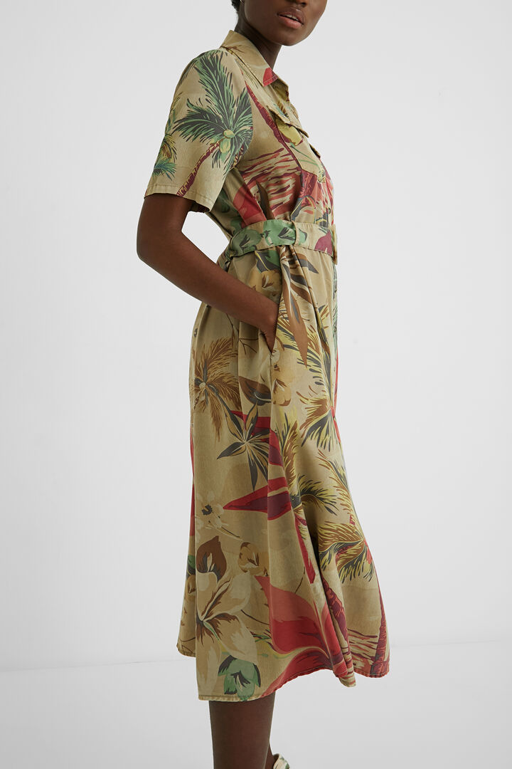 Vestido camisero con camuflaje floral | Desigual