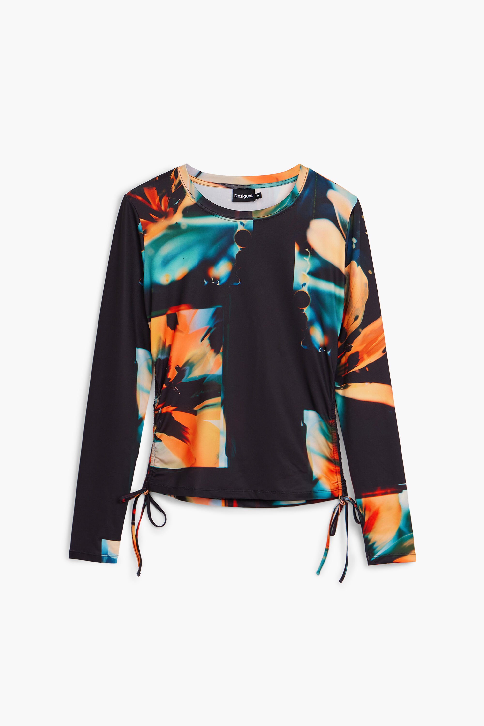 Desigual, Blumen-T-Shirt, Damen, Polyester, Schwarz, XS