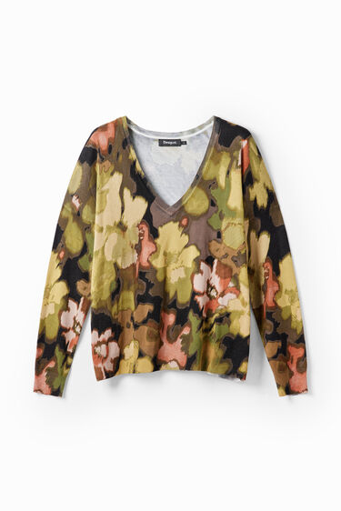 Jersei en V oversize camuflatge | Desigual