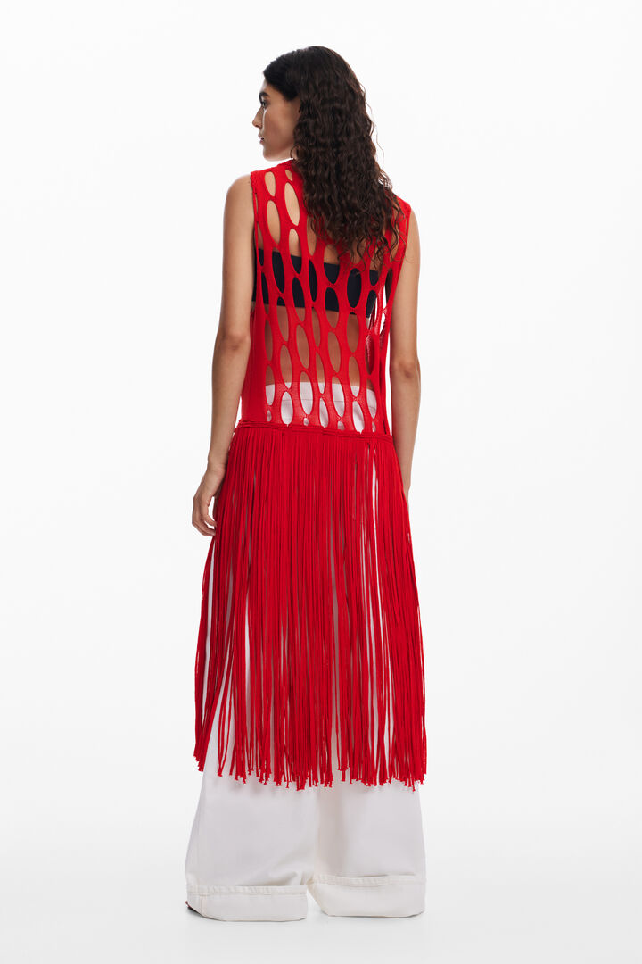 Czerwony top z frędzlami | Desigual