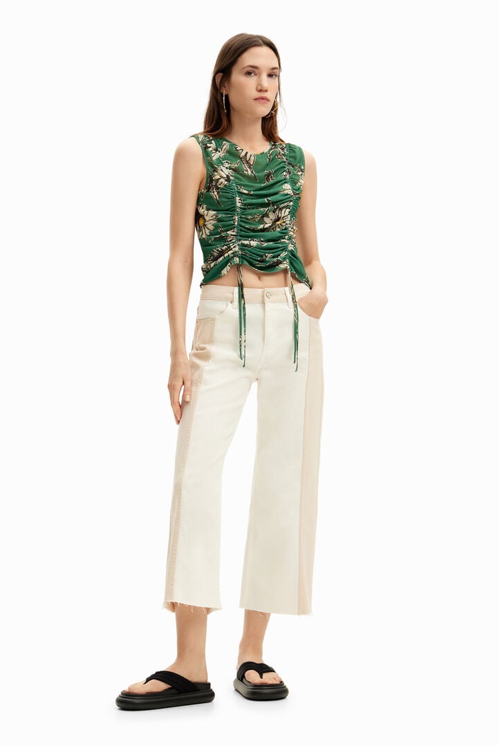 Two-tone cropped trousers