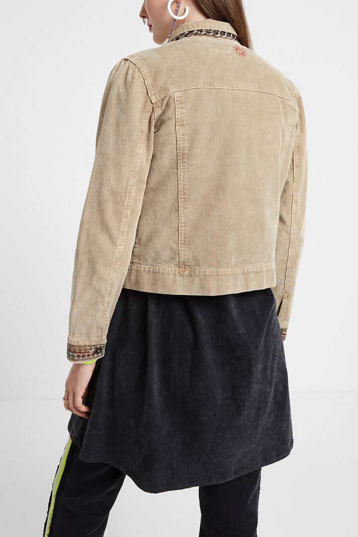 Fringed and embroidered trucker jacket | Desigual