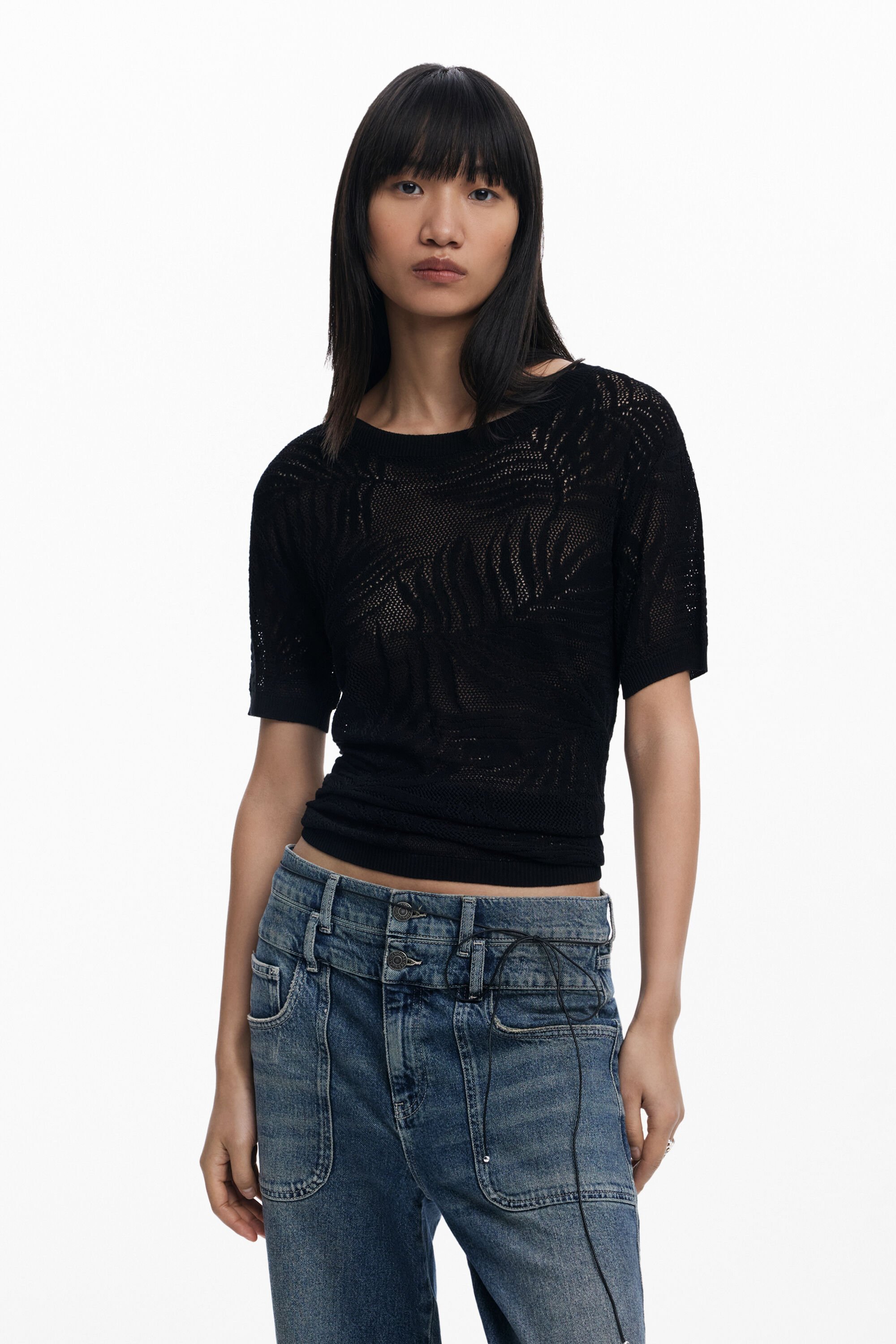 Openwork knit T-shirt