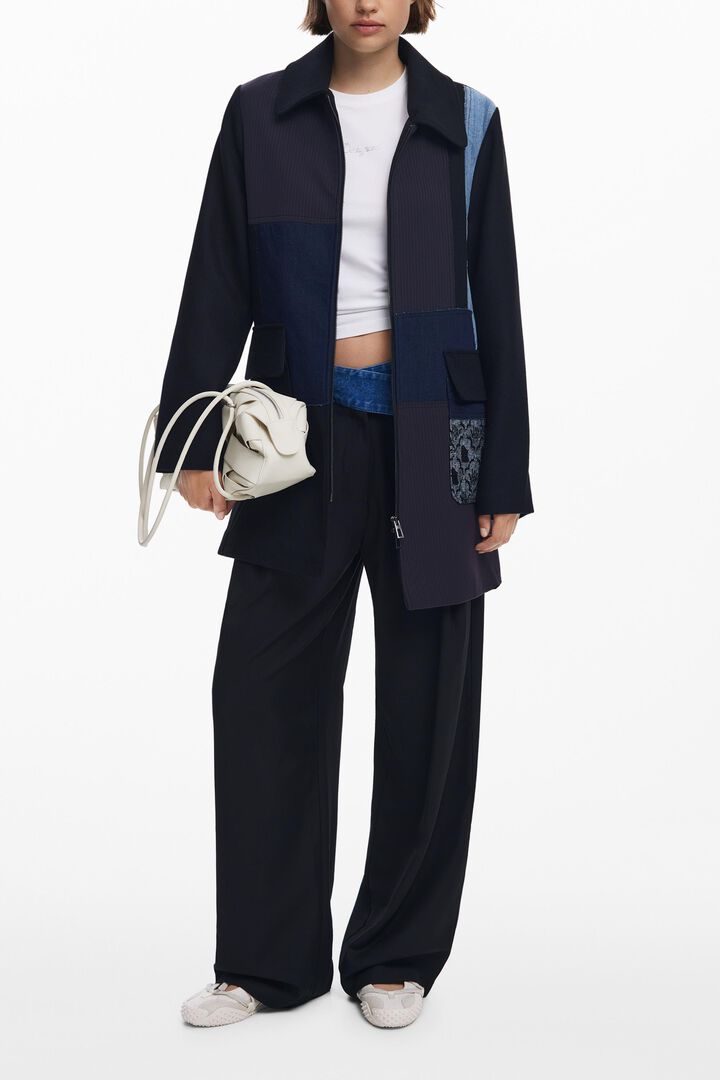 Straight patchwork coat