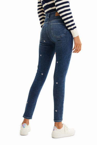 Push-up skinny jeans met bloemen | Desigual