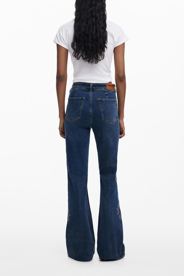 Embroidered flare jeans