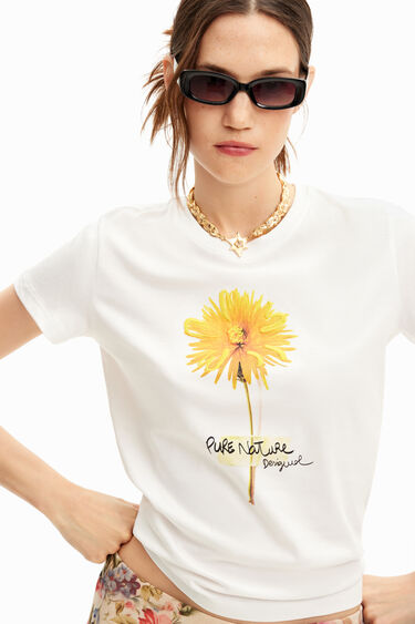 Kurzarm-T-Shirt mit Blume. | Desigual