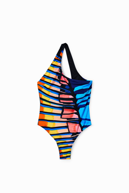 Asymmetric-strap swimsuit