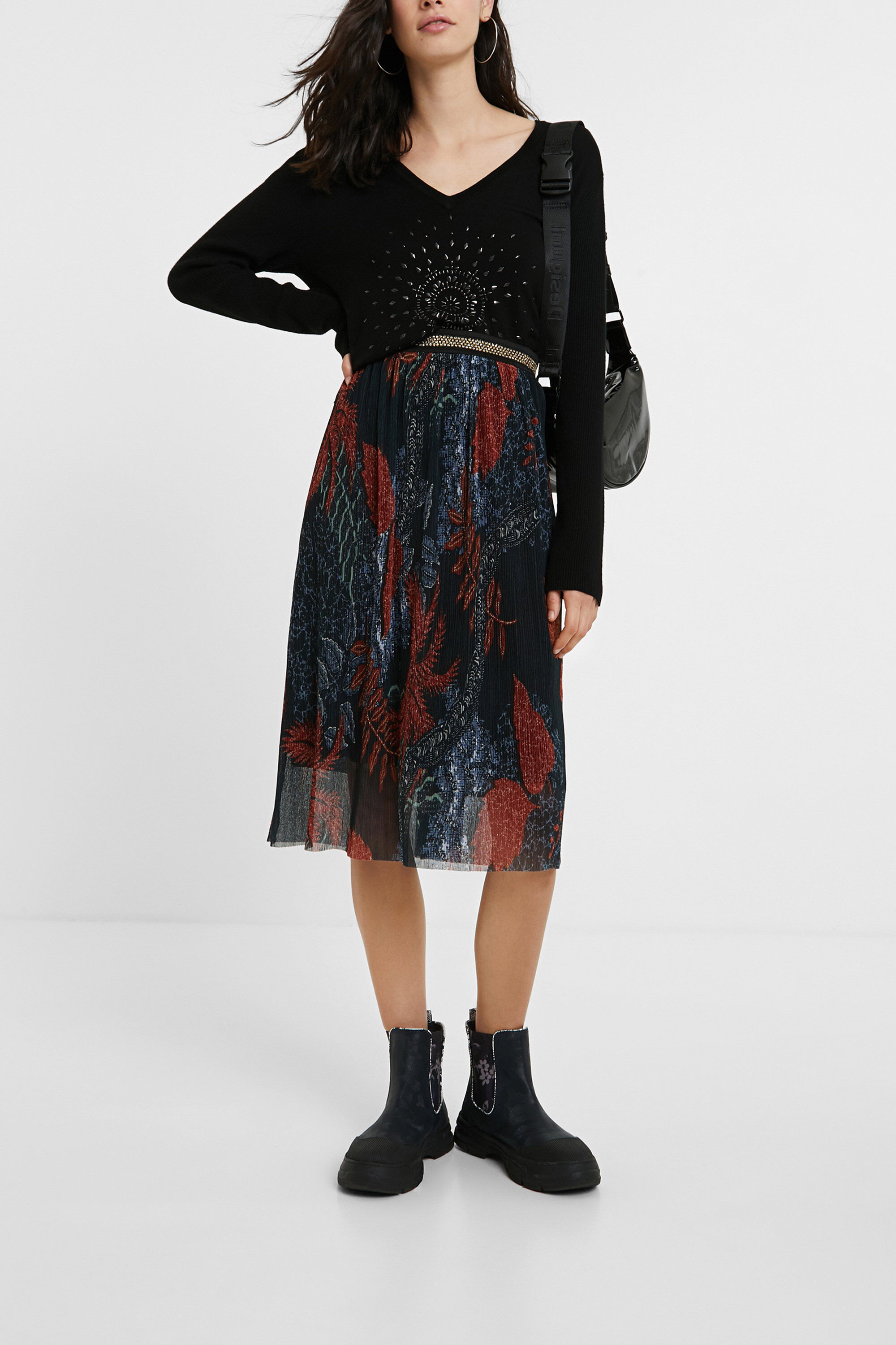 Falda plisada desigual on sale